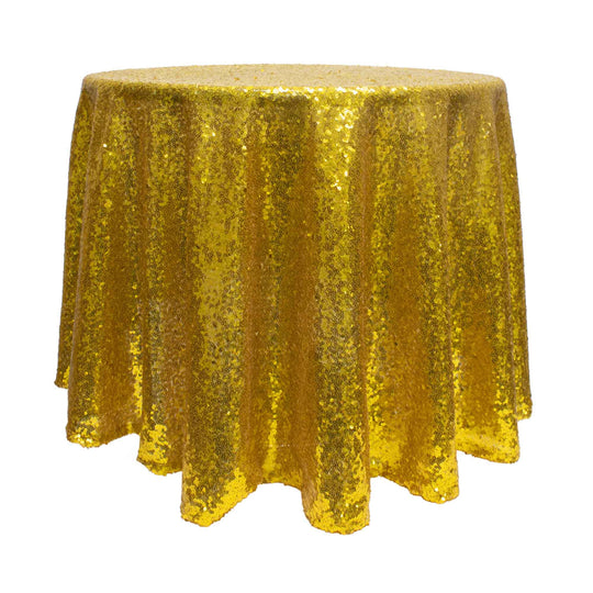 Round Sequin Table Cover - 120 Inches - Gold