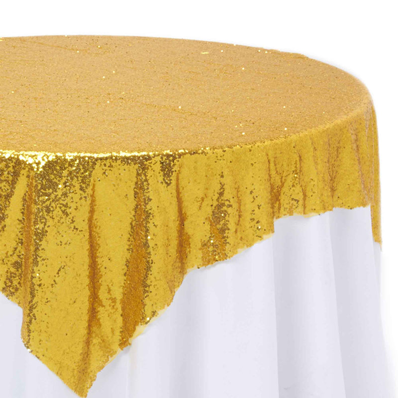  Sequin Fabric Overlay - Gold Closeup