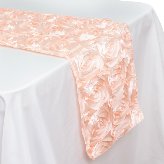 Satin Rosette Table Runner - 108 inches - Blush