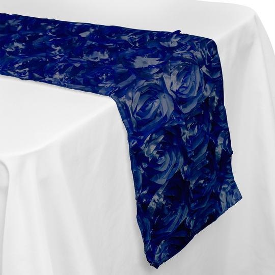 Satin Rosette Table Runner - 108 inches - Royal Blue