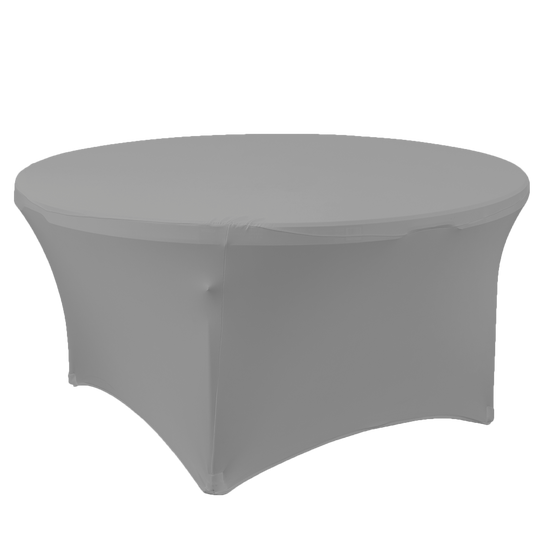Round Spandex Banquet Table Cover - 72 Inches - Silver