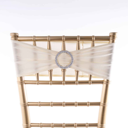 Spandex Chair Bow with Rhinestones - Ivory