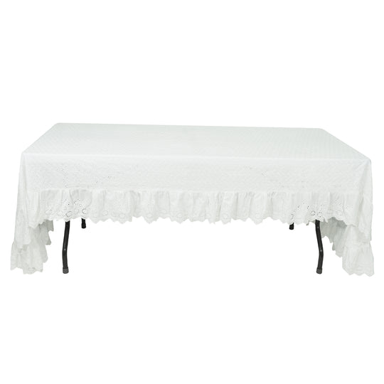 Eyelet Table Runner,  60" W x 126" L - White