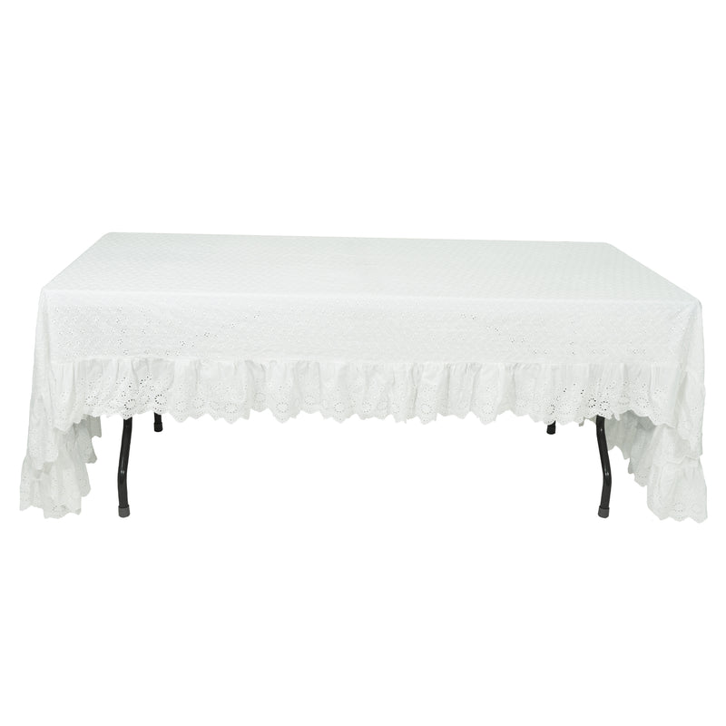 Eyelet Table Runner,  60" W x 126" L - White - Events and Crafts-Simple Elements