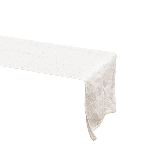 Eyelet Table Runner,  14" W x 108" L - White