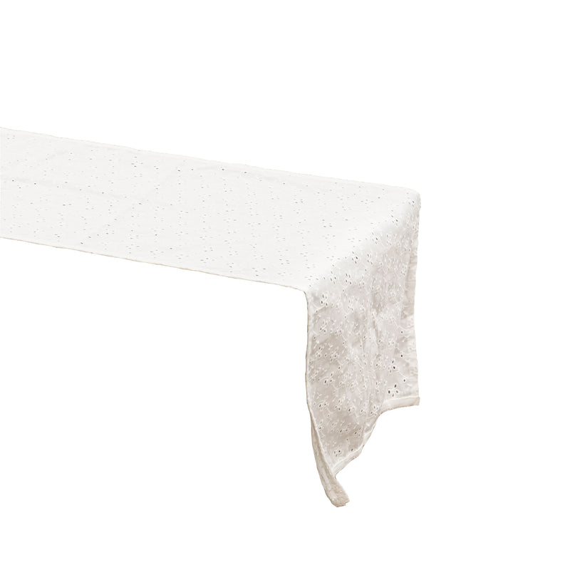 Eyelet Table Runner,  14" W x 108" L - White - Events and Crafts-Simple Elements