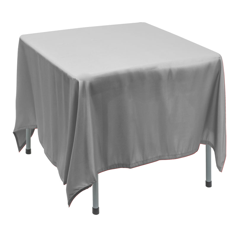Polyester Square Tablecloth 90” x 90” - Silver - Events and Crafts-Simply Elegant