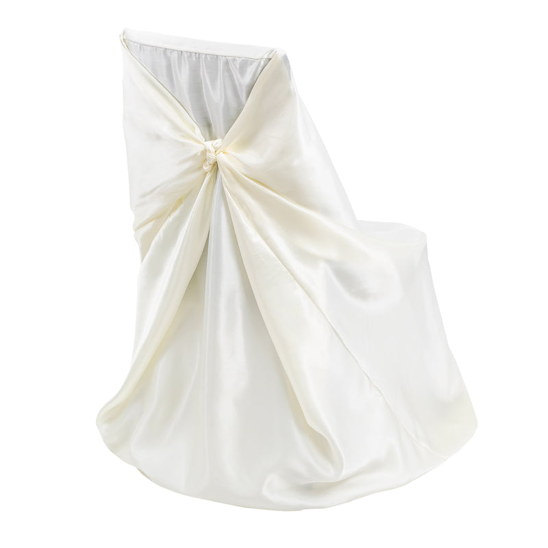 Universal Satin Chair Cover 44”L x 46”W - Ivory - Events and Crafts-Simply Elegant