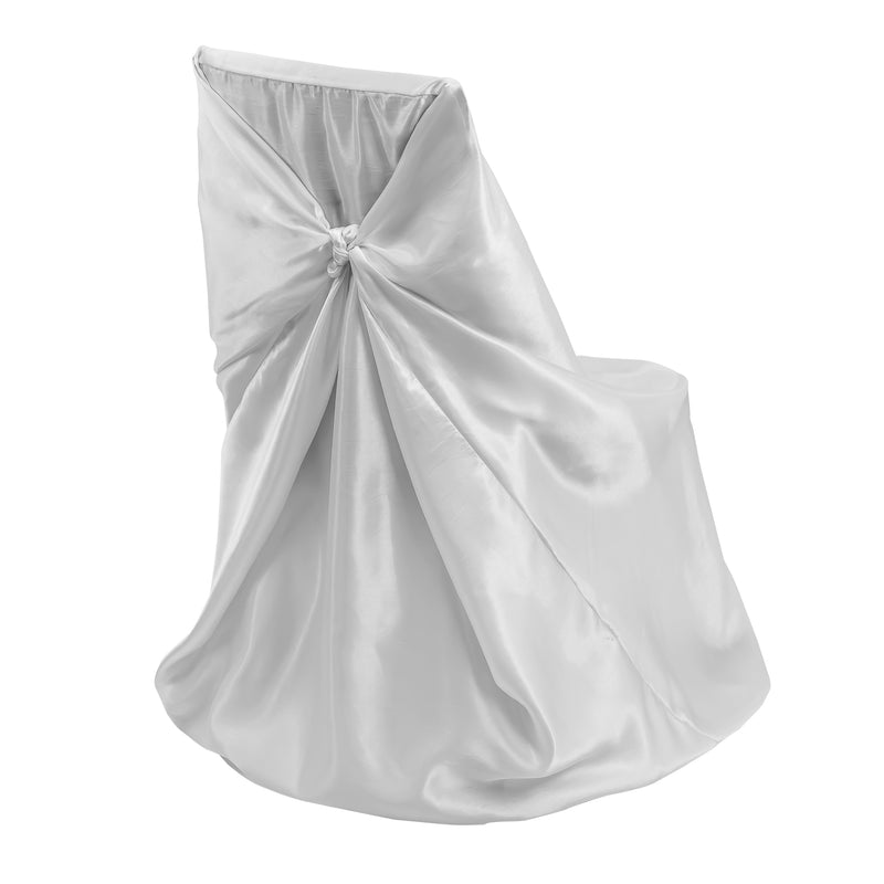Universal Satin Chair Cover 44”L x 46”W - Silver - Events and Crafts-Simply Elegant