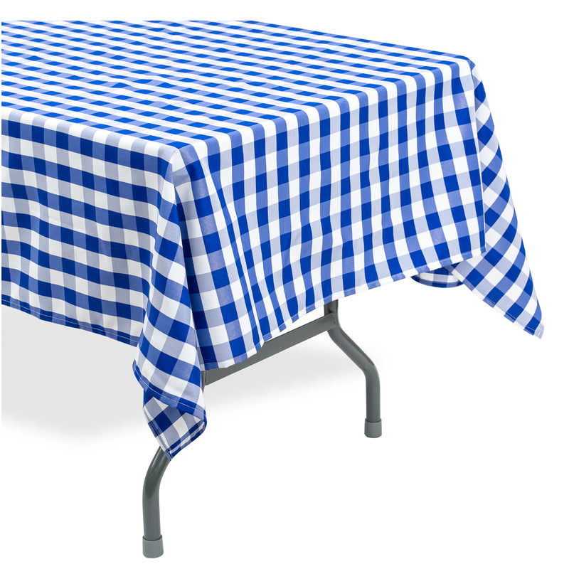 Rectangle Buffalo Plaid Tablecloth - Blue & White - 60"W x 102" - Events and Crafts-Simple Elements