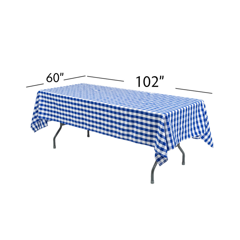 Rectangle Buffalo Plaid Tablecloth - Blue & White - 60"W x 102" - Events and Crafts-Simple Elements