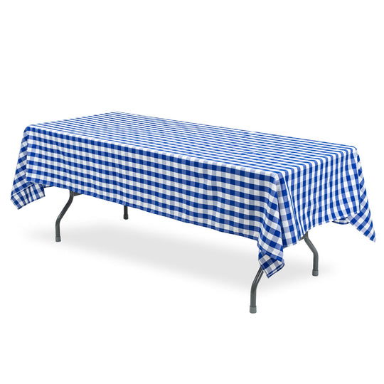Rectangle Buffalo Plaid Tablecloth - Blue & White - 60"W x 102"