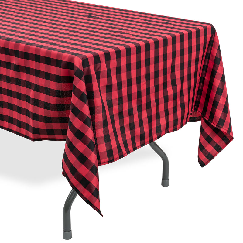 Rectangle Buffalo Plaid Tablecloth - Red & Black - 60"W x 102" - Events and Crafts-Simple Elements