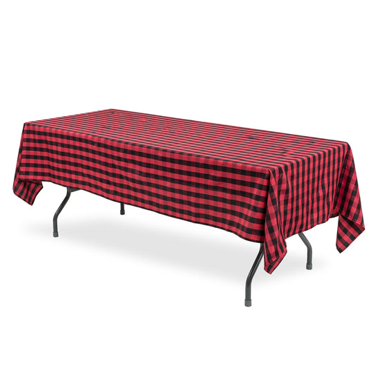 Rectangle Buffalo Plaid Tablecloth - Red & Black - 60"W x 102"