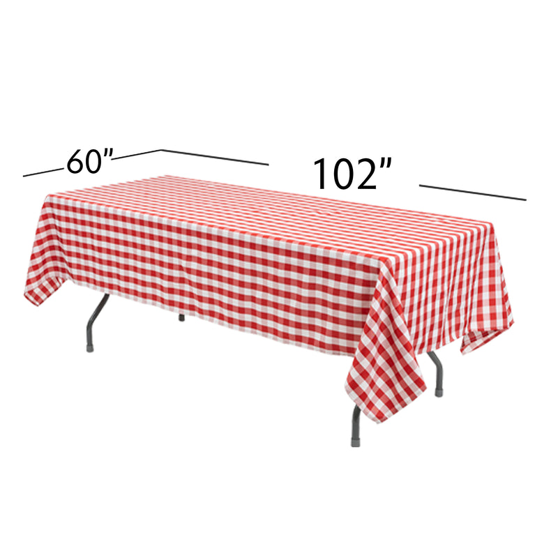 Rectangle Buffalo Plaid Tablecloth - Red & White - 60"W x 102" - Events and Crafts-Simple Elements