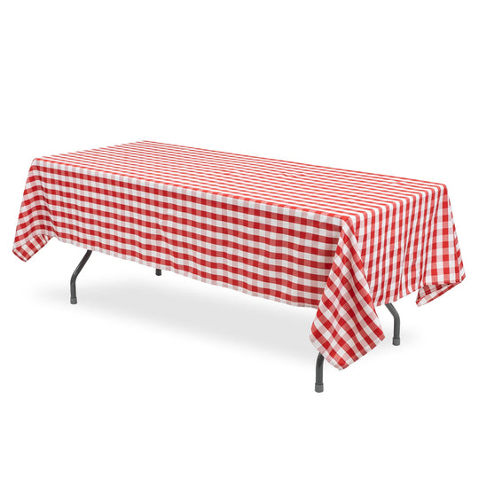 Rectangle Buffalo Plaid Tablecloth - Red & White - 60"W x 126"