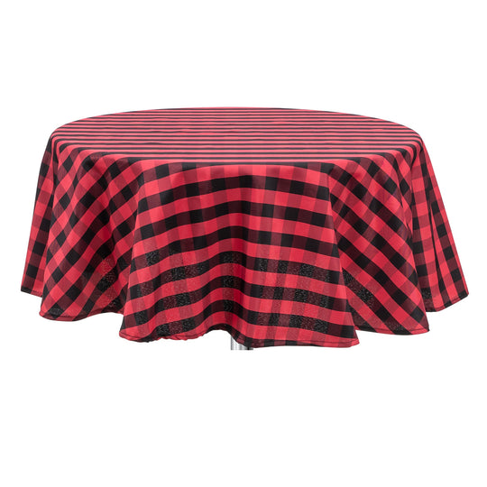 Round Buffalo Check Tablecloth - Red & Black