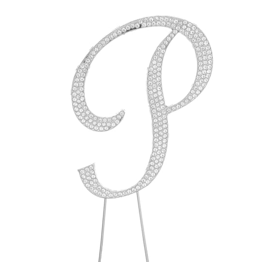 Premium Cake Topper Letter P - Silver