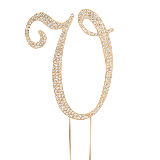 Premium Cake Topper Letter V - Gold