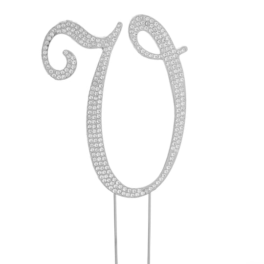 Premium Cake Topper Letter V - Silver