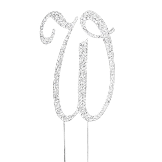 Premium Cake Topper Letter W - Silver