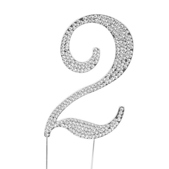 Premium Cake Topper Number 2 - Silver