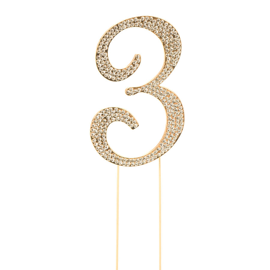 Events and Crafts | Premium Cake Topper Number 3 - Gold