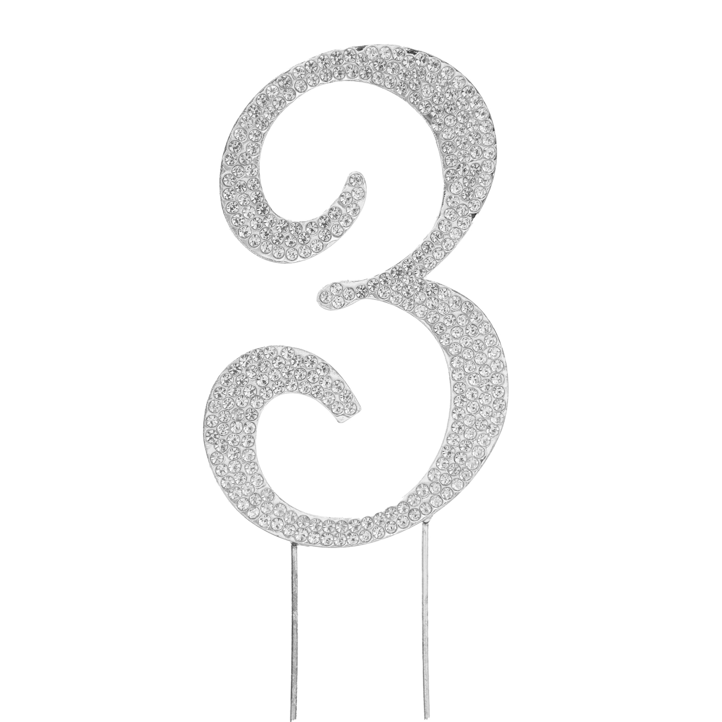 Events and Crafts | Premium Cake Topper Number 3 - Silver
