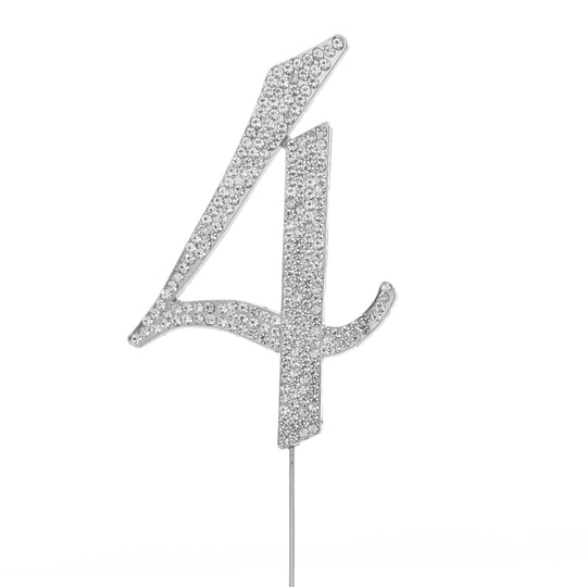 Premium Cake Topper Number 4 - Silver