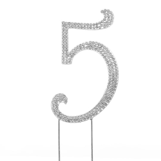 Premium Cake Topper Number 5 - Silver