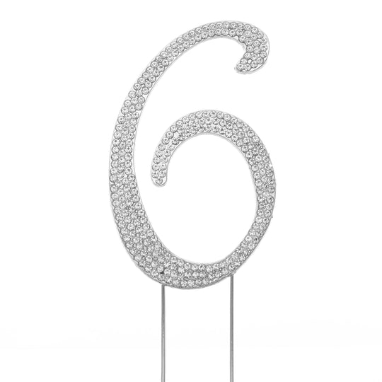 Premium Cake Topper Number 6 - Silver