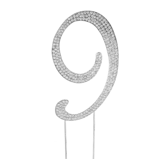 Premium Cake Topper Number 9 - Silver