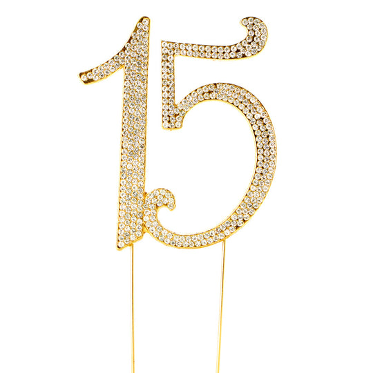 Premium Cake Topper Number 15 - Gold