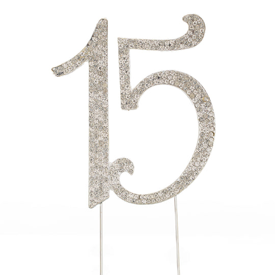 Premium Cake Topper Number 15 - Silver
