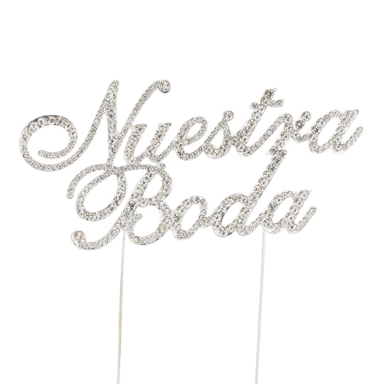 Rhinestone Cake Topper - "Nuestra Boda"