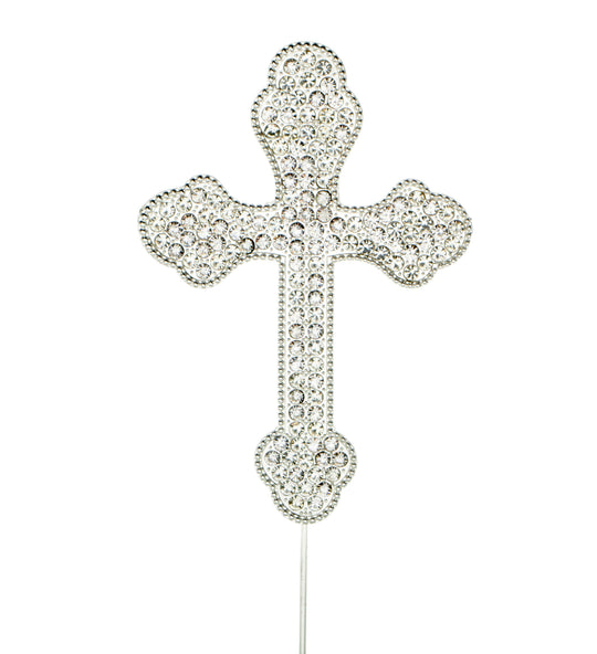Rhinestone Cross Cake Topper