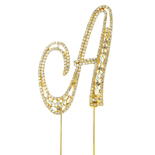 Rhinestone Cake Topper Letter A - Gold