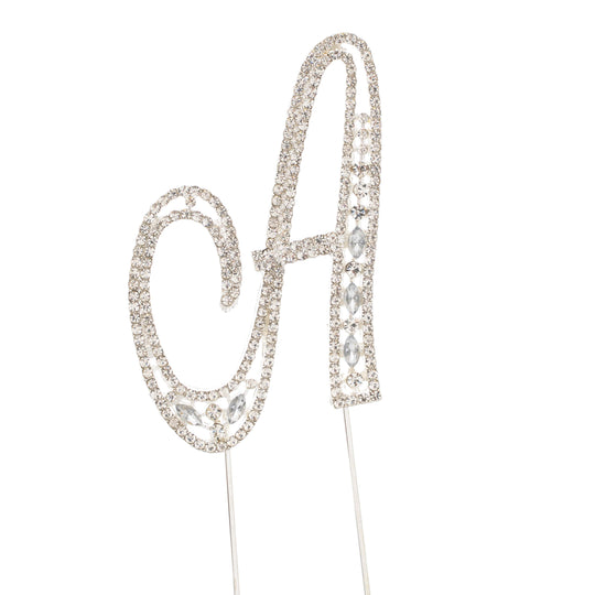 Rhinestone Cake Topper Letter A - Silver