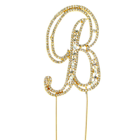 Rhinestone Cake Topper Letter B - Gold