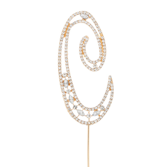 Rhinestone Cake Topper Letter C - Gold