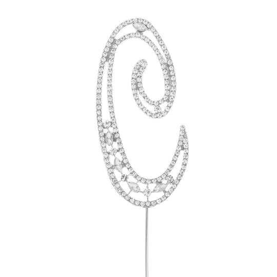 Rhinestone Cake Topper Letter C - Silver