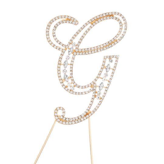 Rhinestone Cake Topper Letter G - Gold