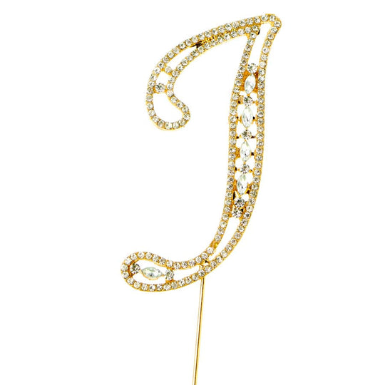 Rhinestone Cake Topper Letter I - Gold