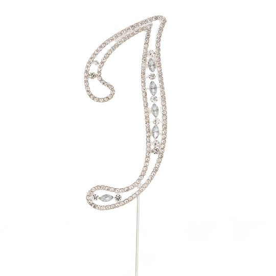 Rhinestone Cake Topper Letter I - Silver