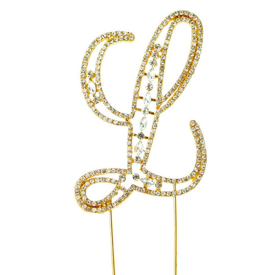 Rhinestone Cake Topper Letter L - Gold