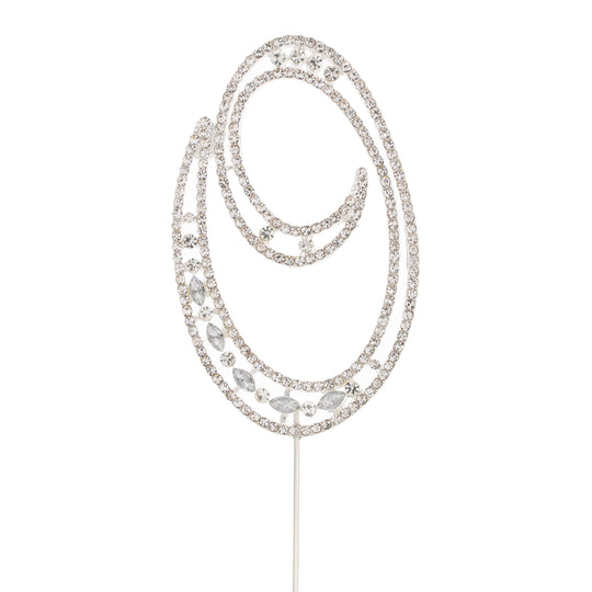 Rhinestone Cake Topper Letter O - Silver