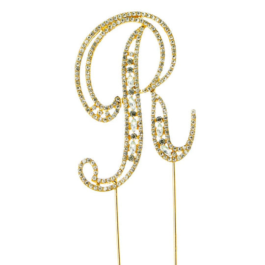 Rhinestone Cake Topper Letter R - Gold