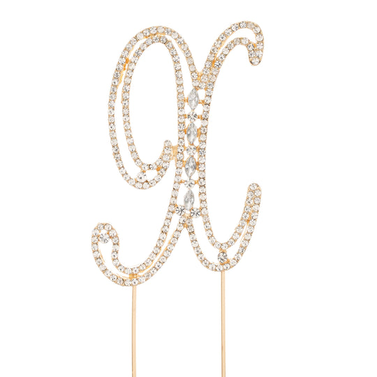 Rhinestone Cake Topper Letter X - Gold