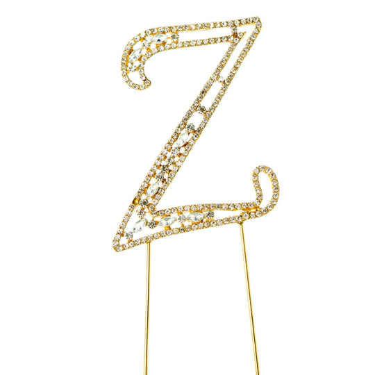 Rhinestone Cake Topper Letter Z - Gold