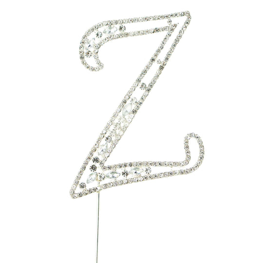 Rhinestone Cake Topper Letter Z - Silver